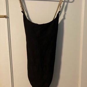 Black Aerie one piece with gold straps